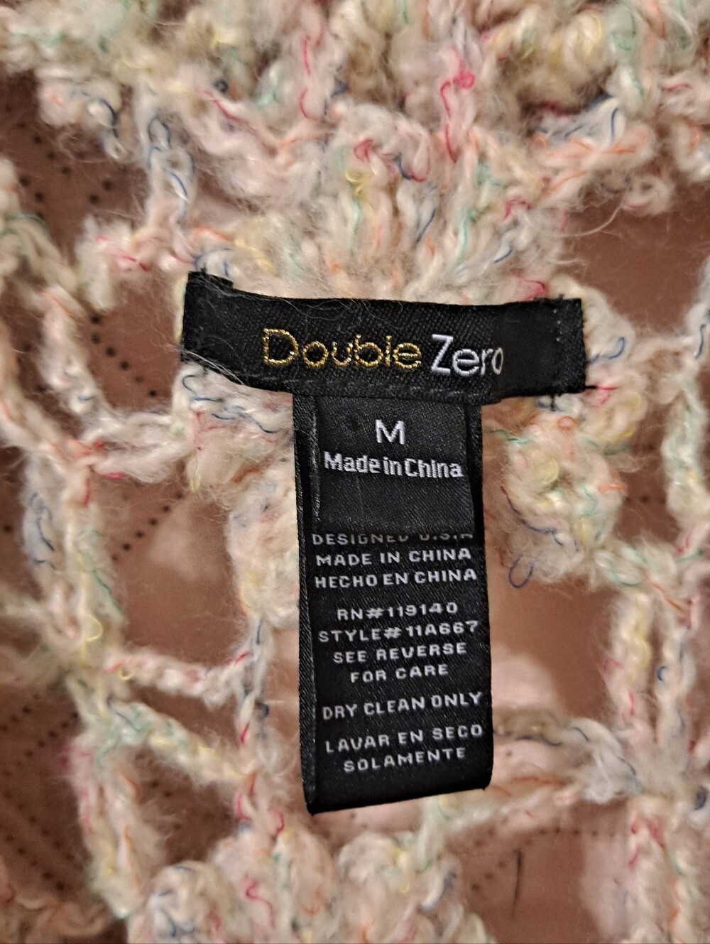Double Zero Cream Crochet Longline Cardigan Sweater Sz M - Picture 3 of 5